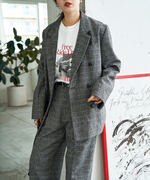 セール】限定展開 ヘリンボーン チェック ジャケット（セットアップ