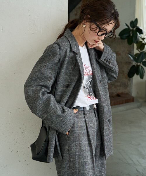 限定展開 ヘリンボーン チェック ジャケット（セットアップ対応