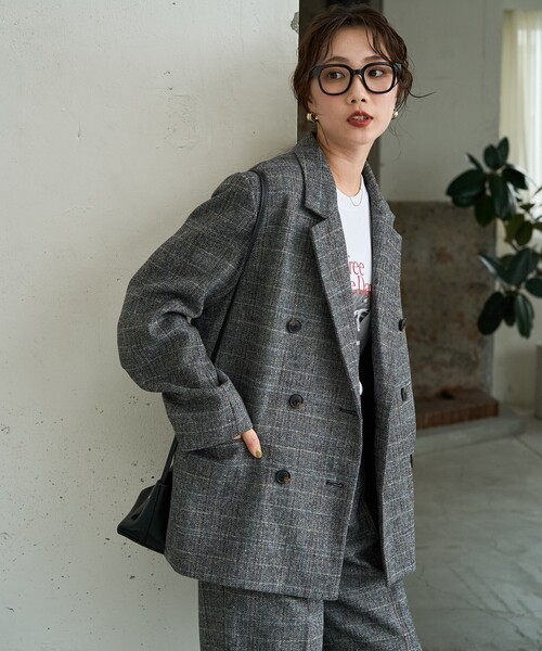 セール】限定展開 ヘリンボーン チェック ジャケット（セットアップ