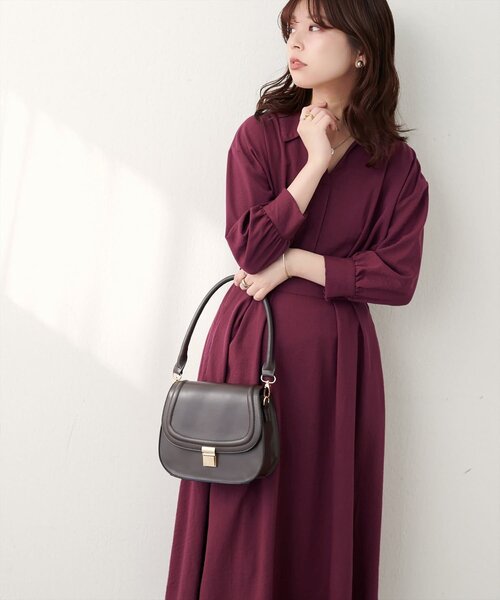 natural couture（ナチュラルクチュール）の「スキッパー衿7分袖ワンピース（ワンピース・レディース・その他3/その他1/ネイビー/グリーン/ボルドー・FREE）」の3枚目の写真