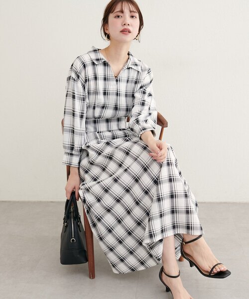 natural couture（ナチュラルクチュール）の「スキッパー衿7分袖ワンピース（ワンピース・レディース・その他3/その他1/ネイビー/グリーン/ボルドー・FREE）」の20枚目の写真