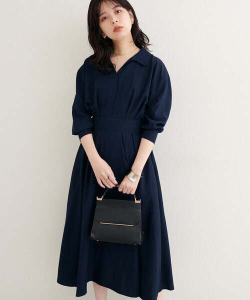 natural couture（ナチュラルクチュール）の「スキッパー衿7分袖ワンピース（ワンピース・レディース・その他3/その他1/ネイビー/グリーン/ボルドー・FREE）」の10枚目の写真
