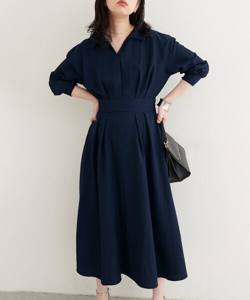 natural couture（ナチュラルクチュール）の「スキッパー衿7分袖ワンピース（ワンピース・レディース・その他3/その他1/ネイビー/グリーン/ボルドー・FREE）」の11枚目の写真