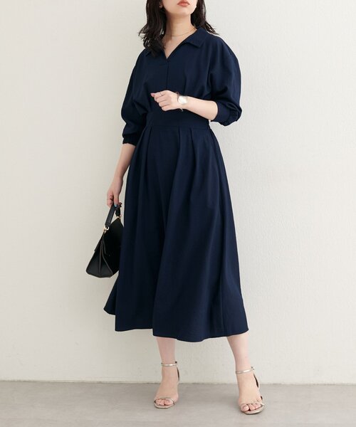 natural couture（ナチュラルクチュール）の「スキッパー衿7分袖ワンピース（ワンピース・レディース・その他3/その他1/ネイビー/グリーン/ボルドー・FREE）」の12枚目の写真