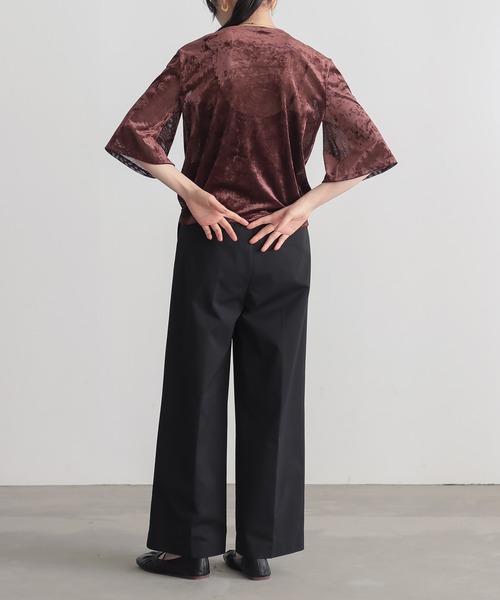 for/c（フォーシー）の「サマ見えチュールベロアハーフスリーブトップス【サスティナブル】（Tシャツ/カットソー・レディース・ベージュ/グレー/ブラウン/チャコールグレー・M/L）」の16枚目の写真