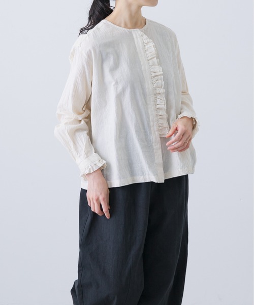 新品 かぐれ ワッシャーフリルブラウス