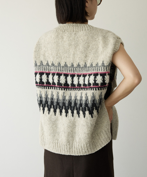 ★未使用　IENA LA BOUCLE メランジハンドニットベスト★ IENA LA BOUCLE ノルディックハンドニットベスト（ベスト）｜IENA LA