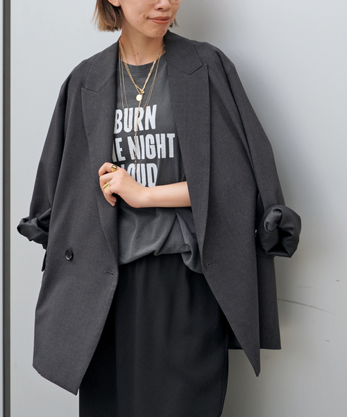 AP STUDIO(エーピーストゥディオ)の「ウールコンフォートジャケット(テーラードジャケット・レディース・チョコ/グレー・38/36)」の2枚目の写真