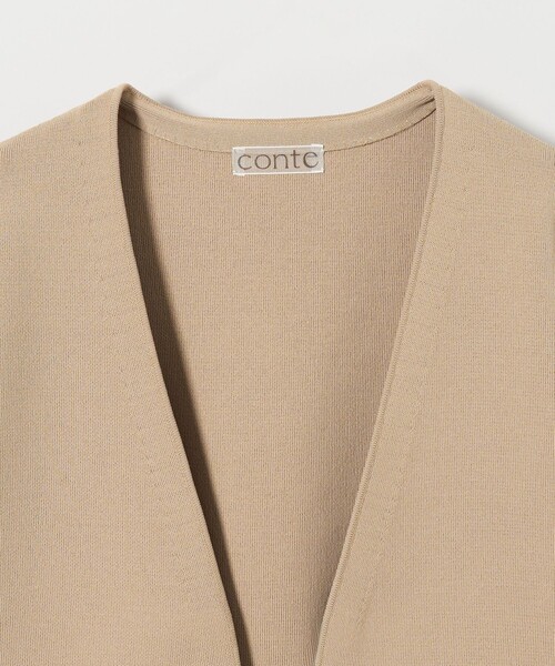★美品　【conte】スムースVネック ノーボタンカーディガン conte＞スムース Vネック ノーボタンカーディガン