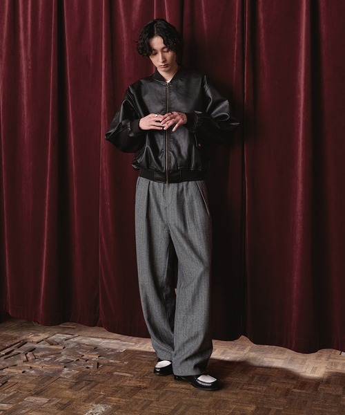 Bleme（ブレム）の「2タック ヘリンボーン グランパ スラックス（スラックス・メンズ・ブラウン/グレー・XL/L/M/S）」の12枚目の写真