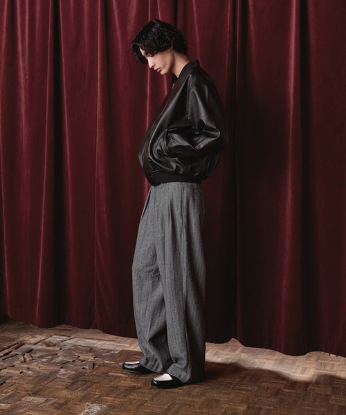 2タック ヘリンボーン グランパ スラックス（スラックス）｜Bleme