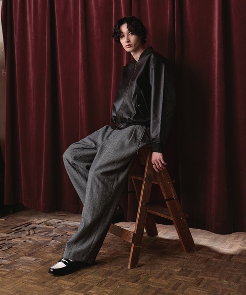 Bleme（ブレム）の「2タック ヘリンボーン グランパ スラックス（スラックス・メンズ・ブラウン/グレー・XL/L/M/S）」の17枚目の写真