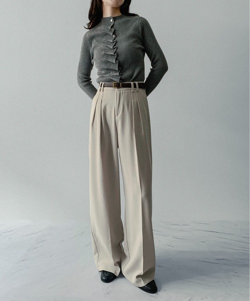 on:nue（オンニュ）の「【on:nue】[着用動画あり！/選べる4色展開] モックネックフロントフリルカーディガン（ニット/セーター・レディース・ブラウン/アイボリー/ブラック/グレー・FREE）」の16枚目の写真