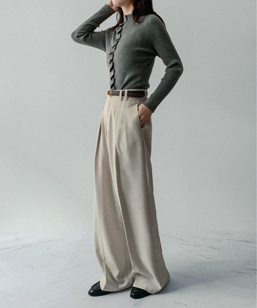 on:nue（オンニュ）の「【on:nue】[着用動画あり！/選べる4色展開] モックネックフロントフリルカーディガン（ニット/セーター・レディース・ブラウン/アイボリー/ブラック/グレー・FREE）」の17枚目の写真