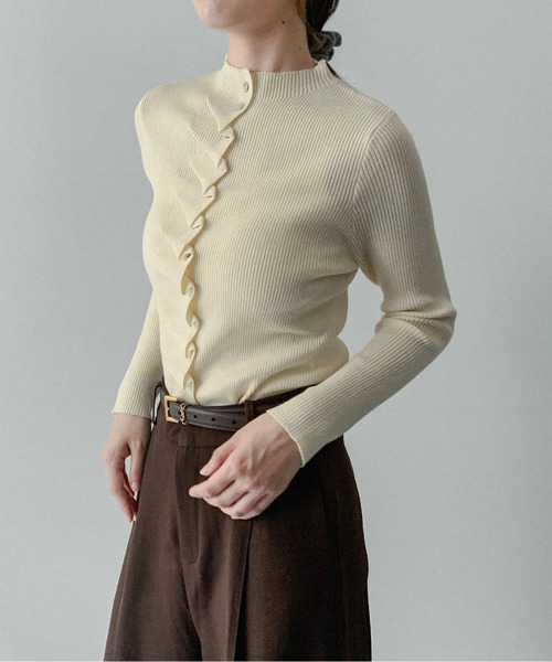 即発送　SLOBE IENA 2025年新品未使用　フリルカーディガン セール】【on:nue】[着用動画あり！/選べる4色展開] モックネック