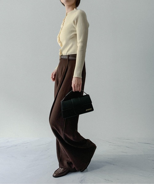 on:nue（オンニュ）の「【on:nue】[着用動画あり！/選べる4色展開] モックネックフロントフリルカーディガン（ニット/セーター・レディース・ブラウン/アイボリー/ブラック/グレー・FREE）」の10枚目の写真