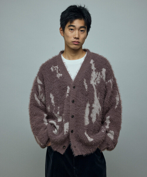 Firsthand（ファーストハンド）の「Firsthand/ファーストハンド リラックスフィット シャギー ジャカード ニットカーディガン（カーディガン/ボレロ・メンズ・ブラック/グレー・L/M）」の5枚目の写真