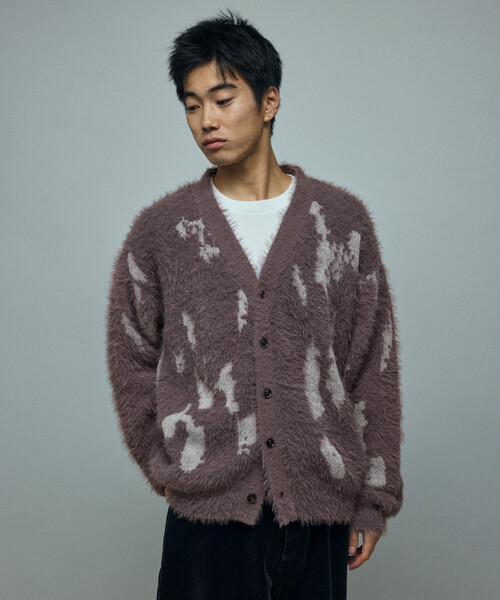 Firsthand（ファーストハンド）の「Firsthand/ファーストハンド リラックスフィット シャギー ジャカード ニットカーディガン（カーディガン/ボレロ・メンズ・ブラック/グレー・L/M）」の6枚目の写真