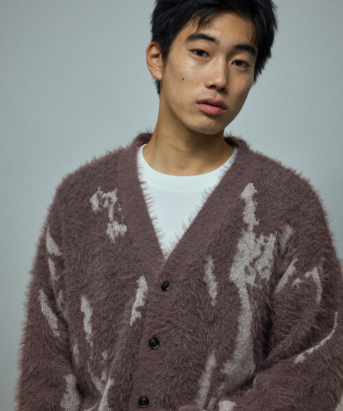 Firsthand（ファーストハンド）の「Firsthand/ファーストハンド リラックスフィット シャギー ジャカード ニットカーディガン（カーディガン/ボレロ・メンズ・ブラック/グレー・L/M）」の11枚目の写真