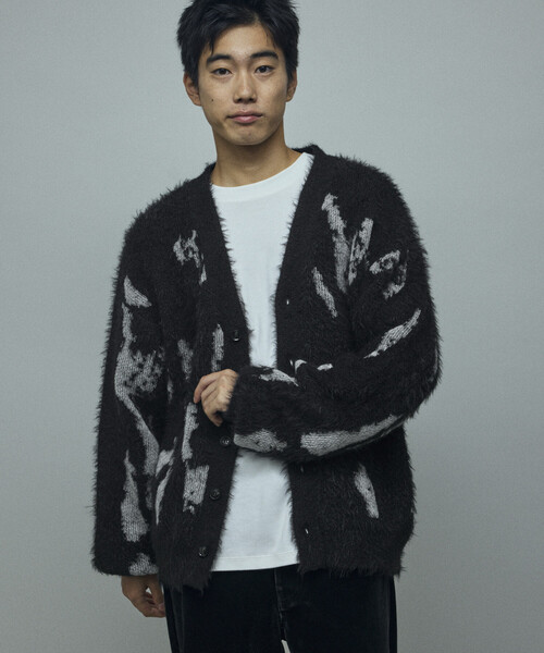 Firsthand（ファーストハンド）の「Firsthand/ファーストハンド リラックスフィット シャギー ジャカード ニットカーディガン（カーディガン/ボレロ・メンズ・ブラック/グレー・L/M）」の21枚目の写真