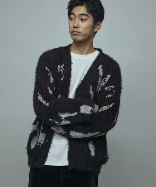 Firsthand（ファーストハンド）の「Firsthand/ファーストハンド リラックスフィット シャギー ジャカード ニットカーディガン（カーディガン/ボレロ・メンズ・ブラック/グレー・L/M）」の22枚目の写真