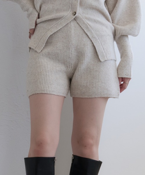 セール】【セットアップ可能】メランジニットショートパンツ