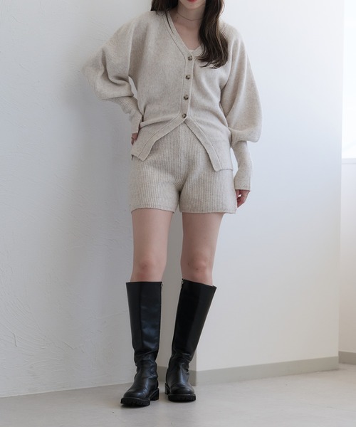 raffime（ラフィミー）の「【セットアップ可能】メランジニットショートパンツ（その他パンツ・レディース・ブラウン/アイボリー/グレー・フリー）」の4枚目の写真