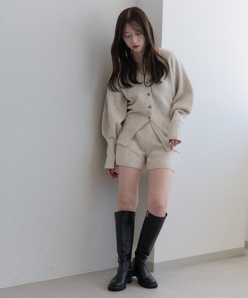 セール】【セットアップ可能】メランジニットショートパンツ