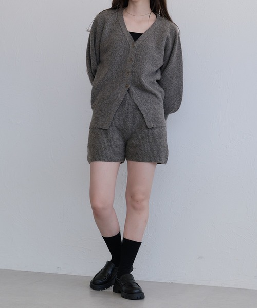 セール】【セットアップ可能】メランジニットショートパンツ