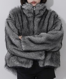 me+em select（ミームセレクト）の「【 ３color 】ダブルジップスタンドカラーミックスファージャケット ／ double zip stand collar mix fur jacket（その他アウター・レディース）」