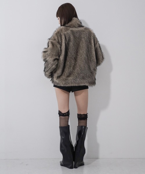 3color 】ダブルジップスタンドカラーミックスファージャケット