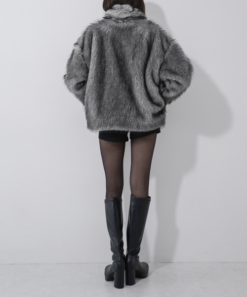 3color 】ダブルジップスタンドカラーミックスファージャケット