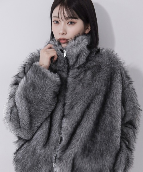 3color 】ダブルジップスタンドカラーミックスファージャケット