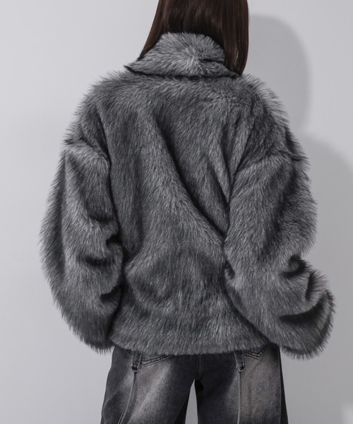 3color 】ダブルジップスタンドカラーミックスファージャケット