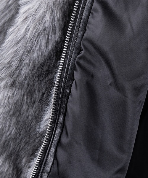 3color 】ダブルジップスタンドカラーミックスファージャケット