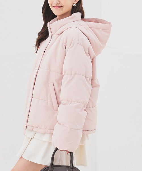 Honeys（ハニーズ）の「【非フッ素撥水加工】ファイバーダウンブルゾン（ブルゾン・レディース・ピンク/サックスブルー/ベージュ/ブラック/ホワイト・L/M/LL/S）」の2枚目の写真