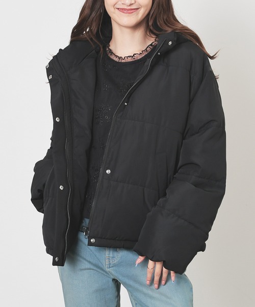 Honeys（ハニーズ）の「【非フッ素撥水加工】ファイバーダウンブルゾン（ブルゾン・レディース・ピンク/サックスブルー/ベージュ/ブラック/ホワイト・L/M/LL/S）」の3枚目の写真