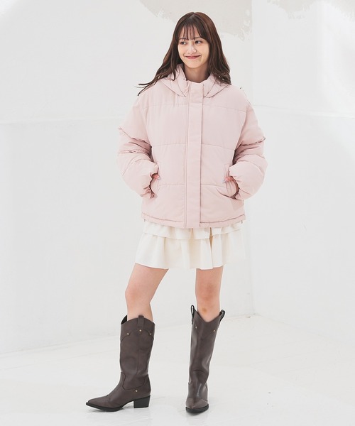 Honeys（ハニーズ）の「【非フッ素撥水加工】ファイバーダウンブルゾン（ブルゾン・レディース・ピンク/サックスブルー/ベージュ/ブラック/ホワイト・L/M/LL/S）」の8枚目の写真