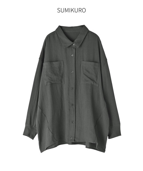 STYLE DELI(スタイルデリ)の「【LUXE】前裾イン風ワザあり2WAYシャツ(シャツ/ブラウス・レディース・グレイッシュベージュ/グリーン/スミクロ・FREE)」の20枚目の写真