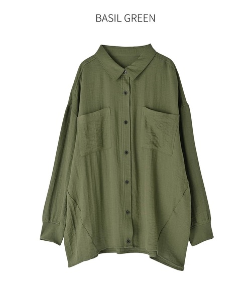 STYLE DELI(スタイルデリ)の「【LUXE】前裾イン風ワザあり2WAYシャツ(シャツ/ブラウス・レディース・グレイッシュベージュ/グリーン/スミクロ・FREE)」の21枚目の写真