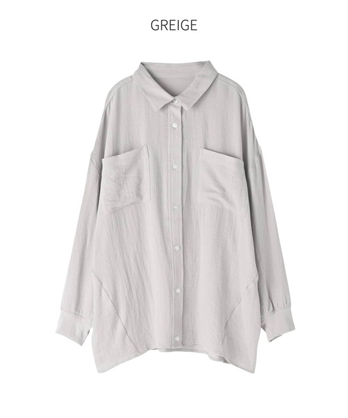 STYLE DELI(スタイルデリ)の「【LUXE】前裾イン風ワザあり2WAYシャツ(シャツ/ブラウス・レディース・グレイッシュベージュ/グリーン/スミクロ・FREE)」の22枚目の写真