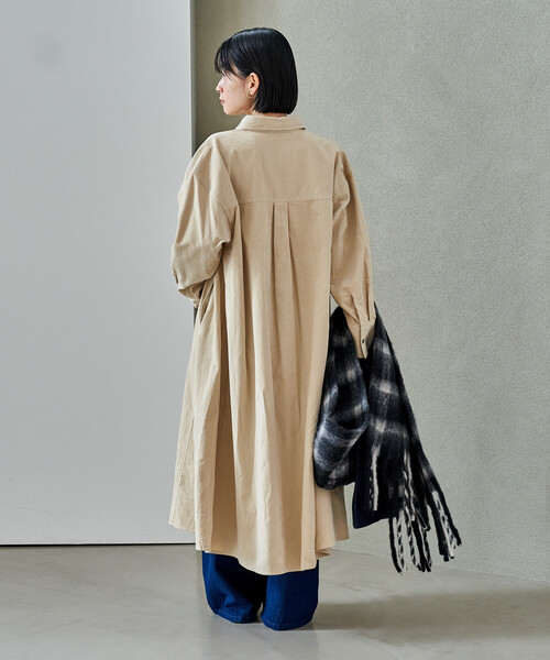 FREAK'S STORE(フリークスストア)の「コーデュロイ シャツワンピース(ワンピース・レディース・ナチュラル/ネイビー/ワインレッド・フリ-)」の6枚目の写真