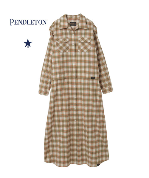 PENDLETON(ペンドルトン)の「【PENDLETON】FLANNEL CHECKED MULTI DRESS(シャツワンピース・レディース・サックスブルー/ピンク/ベージュ・FREE)」の1枚目の写真