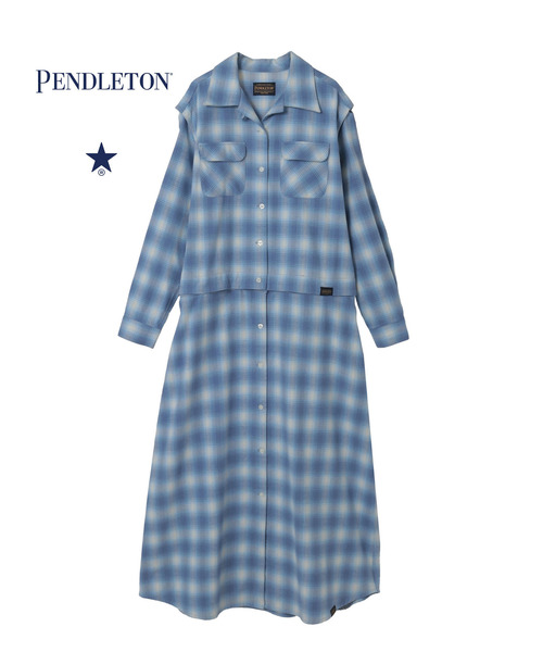 PENDLETON(ペンドルトン)の「【PENDLETON】FLANNEL CHECKED MULTI DRESS(シャツワンピース・レディース・サックスブルー/ピンク/ベージュ・FREE)」の2枚目の写真