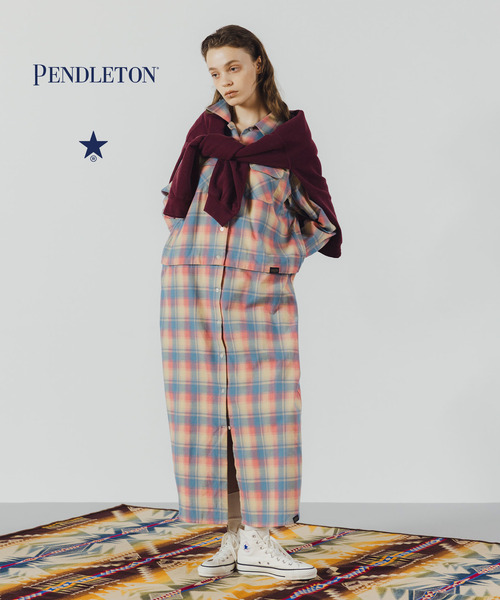 PENDLETON(ペンドルトン)の「【PENDLETON】FLANNEL CHECKED MULTI DRESS(シャツワンピース・レディース・サックスブルー/ピンク/ベージュ・FREE)」の3枚目の写真