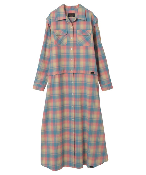 PENDLETON(ペンドルトン)の「【PENDLETON】FLANNEL CHECKED MULTI DRESS(シャツワンピース・レディース・サックスブルー/ピンク/ベージュ・FREE)」の9枚目の写真