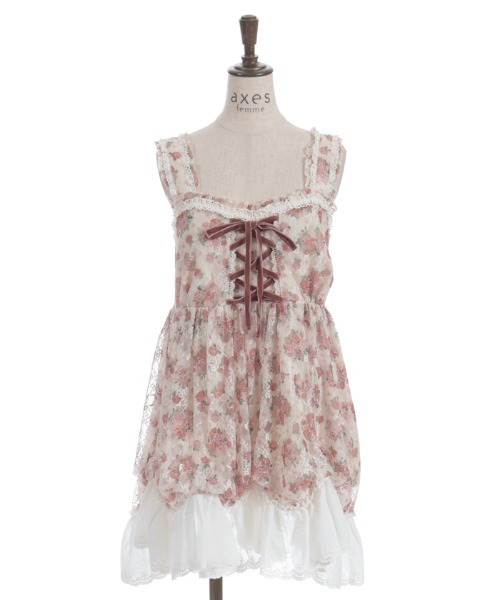 axes femme（アクシーズファム）の「花柄レースチュニック（チュニック