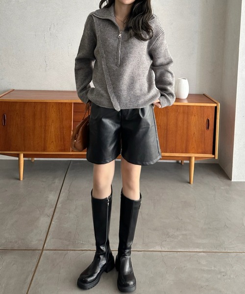 Eclat one(エクラワン)の「【Eclat one】ハーフジップ ニット デザイン プルオーバー(ニット/セーター・レディース・レッド/アイボリー/グレー・FREE)」の21枚目の写真