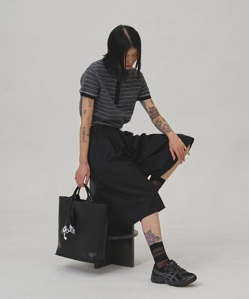 TODAYFUL（トゥデイフル）の「Border Polo Tops（ポロシャツ・レディース・チョコ/チャコールグレー・FREE）」の10枚目の写真