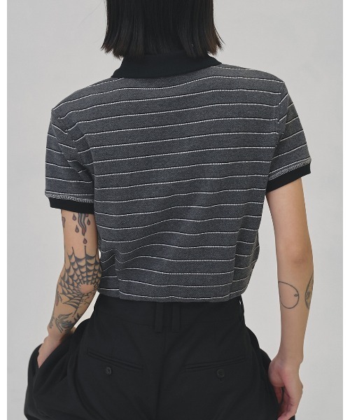 TODAYFUL（トゥデイフル）の「Border Polo Tops（ポロシャツ・レディース・チョコ/チャコールグレー・FREE）」の12枚目の写真